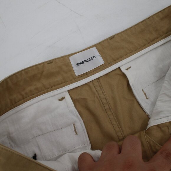 Norse Projects Shorts Men's 31 Aros Heavy Chino 8" Flat Front Cotton Button Fly - Picture 8 of 12